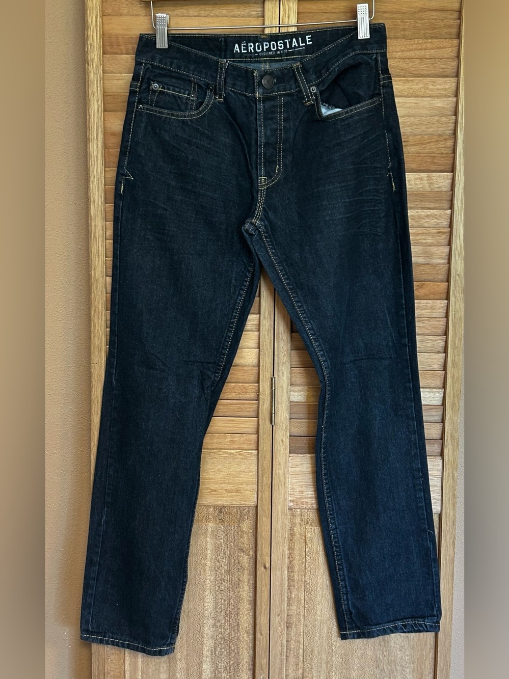 Mens Aeropostale Dark indigo button fly Skinny blue jeans 30x30